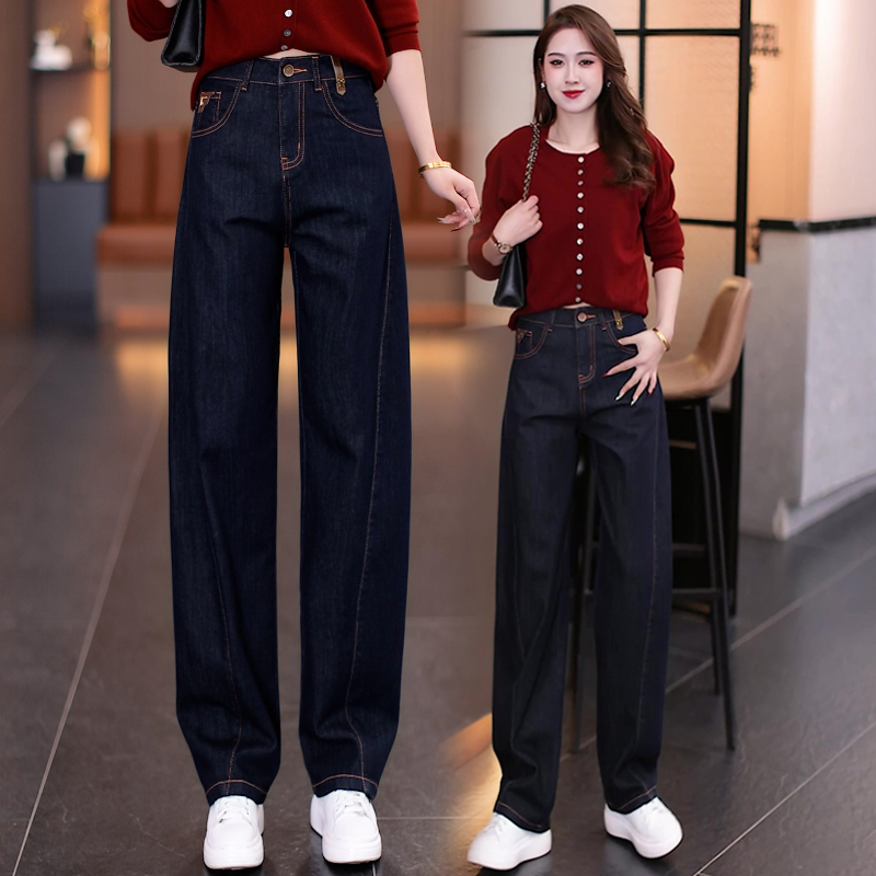 弯刀阔腿牛仔裤女秋季2025年新款
