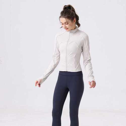 瑜伽外套女士罗纹短款SWIFT SPEED修身弹力拉链立领运动夹克上衣