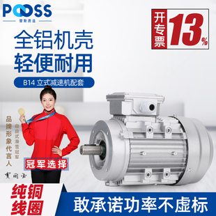 B14小法兰 750减速机RV马达立式 普斯YS三相铝壳电动机铜芯370 550