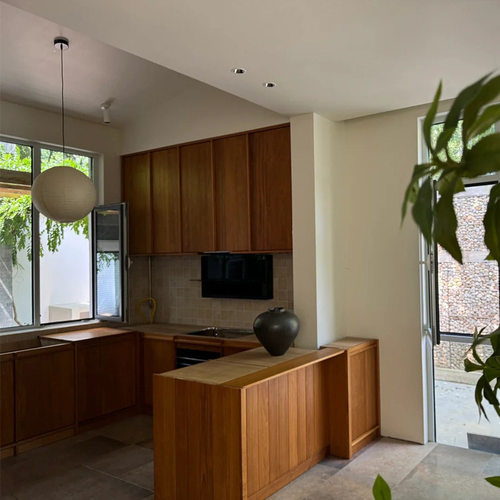 实木橱柜中古风整体厨房侘寂风骨骼线柜门开放式厨房全屋天津工厂