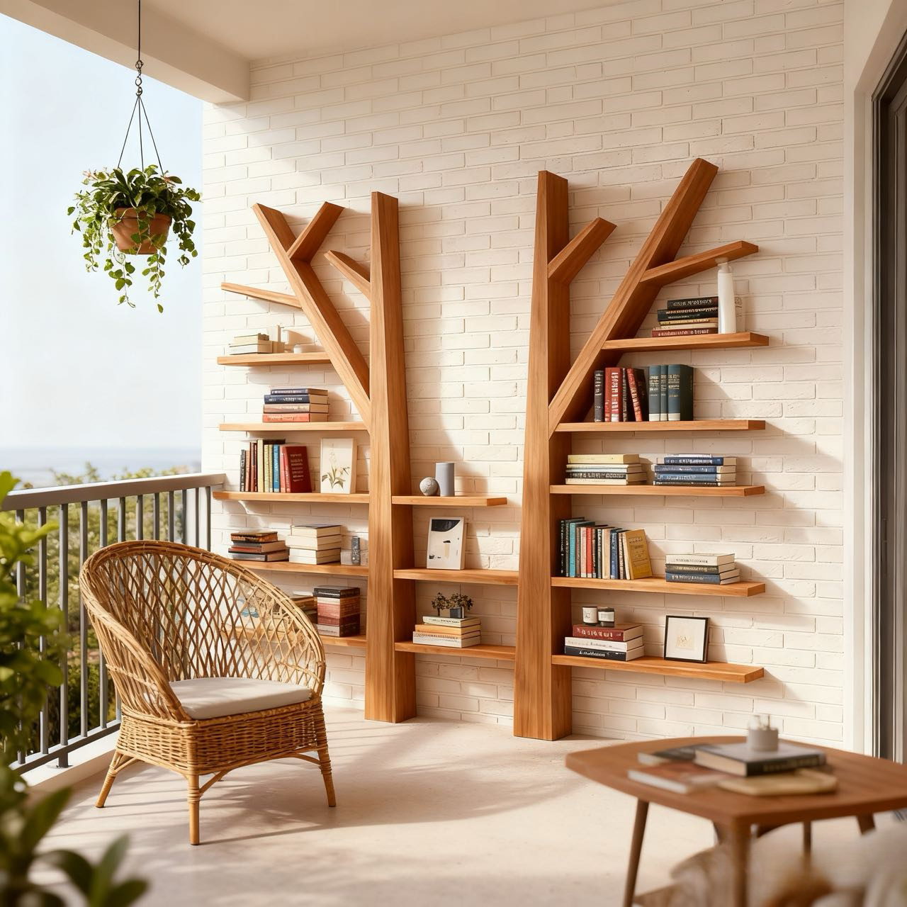 北欧实木树形书架创意客厅落地