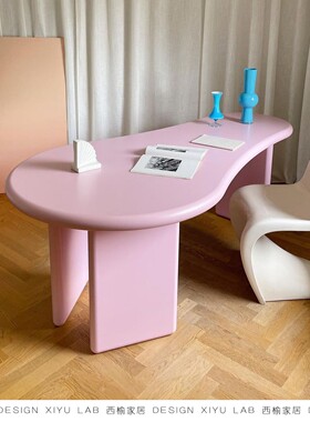 北欧简约异书桌办公桌小型餐桌可爱奶油风工作桌现代风