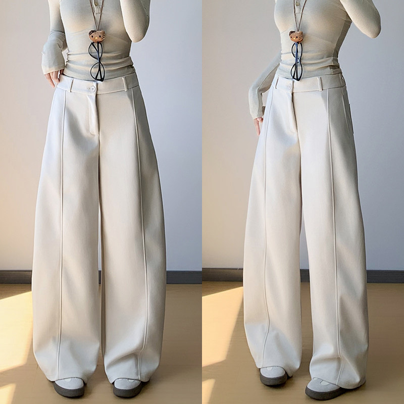 NOME（服饰）弯刀西装裤女秋高腰宽松小个子镰刀裤直筒休闲阔腿裤