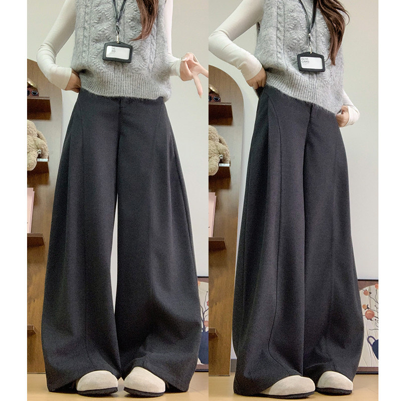 NOME（服饰）垂感西装阔腿裤女秋季高腰小个子宽松显瘦休闲直筒裤