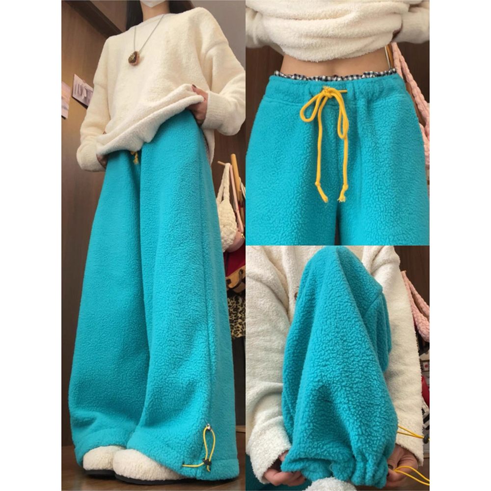 慵懒风摇粒绒阔腿裤女2025新