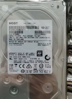 HGST/ HUS726060ALE610 6T 128M SATA 3.5企业级硬盘 6tb