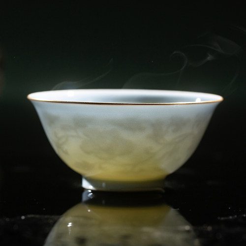 清本源天蓝釉薄胎内膜印主人杯