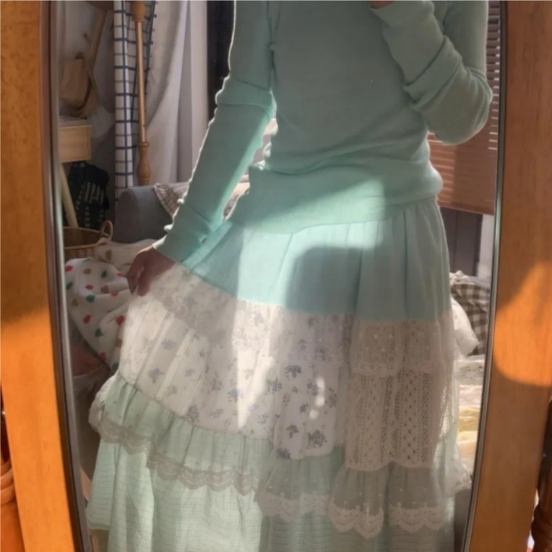 森系田园风小清新碎花半身裙