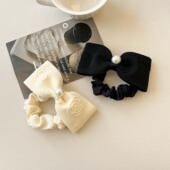 新款 2025韩系高级感浮雕山茶花珍珠蝴蝶结发圈小众大肠发圈发饰女