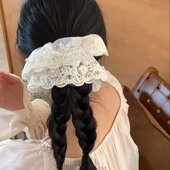 新款 百搭发绳头饰女 2025甜美珍珠蕾丝大肠发圈超大号刺绣网纱时尚