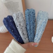 小香风蓝色系发箍女日常外戴海绵发捆高级感凹凸头箍高颅顶发窟