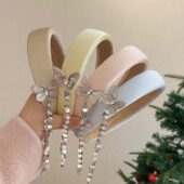 2025新款 高级感银色蝴蝶流苏发箍女森系头箍外出氛围感发卡发饰女