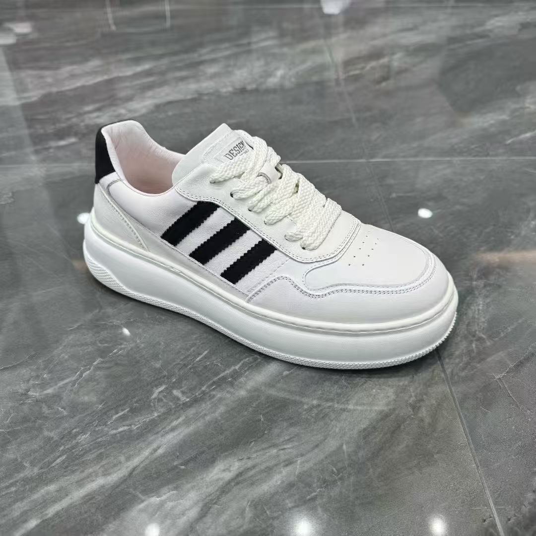 2025新款男鞋真皮厚底休闲板鞋
