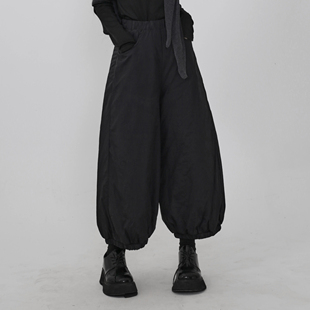 隐觅 冬季暗黑风高腰花苞裤女秋冬厚款灯笼阔腿裤设计感百搭棉裤
