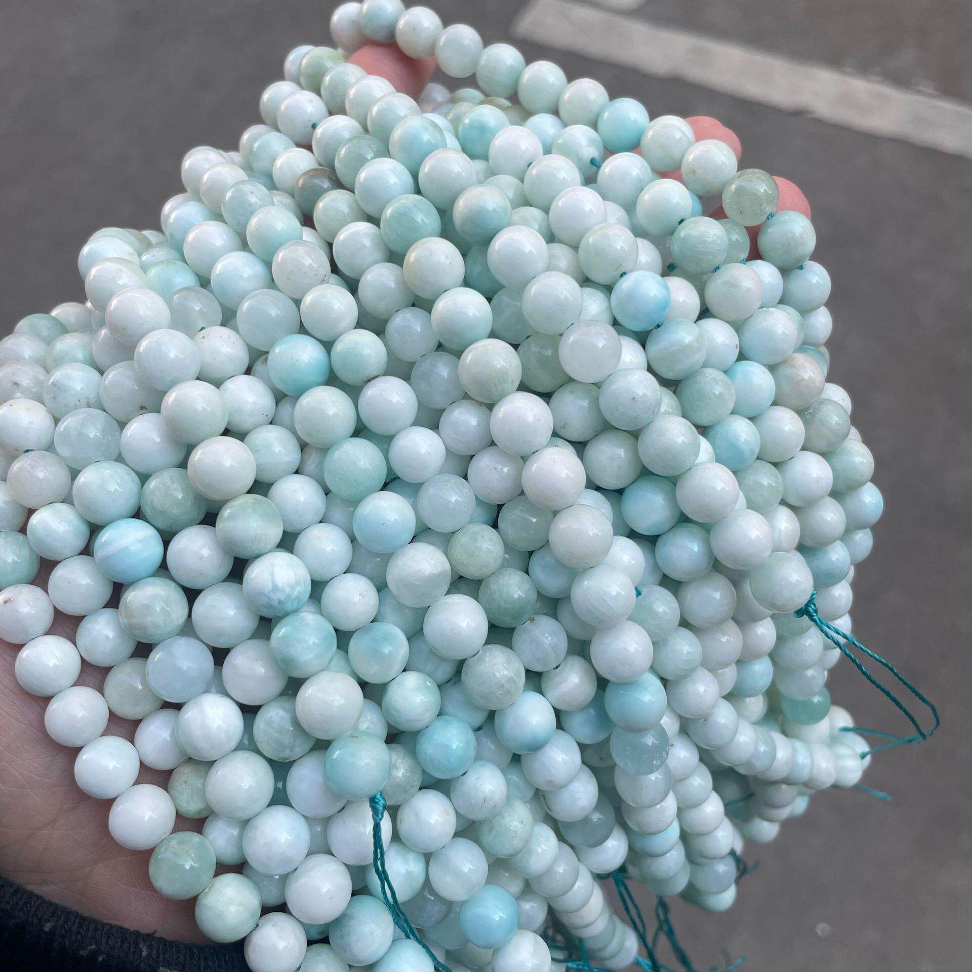琦越天然异极矿散珠绿色宝石圆珠半成品diy手工配饰 Hemimorphite