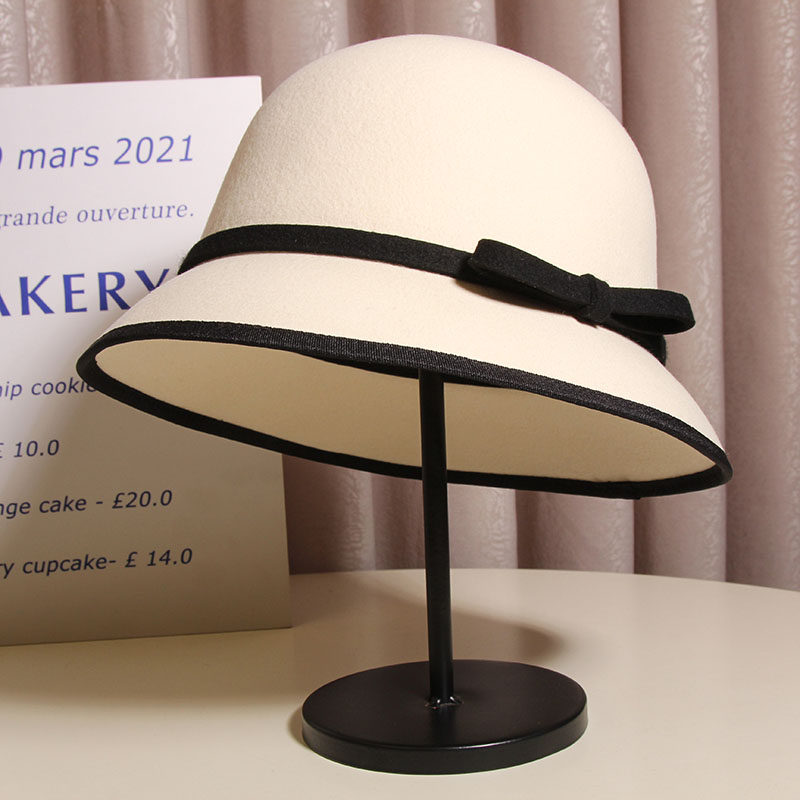 赫本风优雅蝴蝶结羊毛礼帽女秋冬复古圆顶小沿盆帽法式名媛渔夫帽,服饰配件/皮带/帽子/围巾,帽子,淘宝优惠券,粉丝福利购,淘宝优惠卷