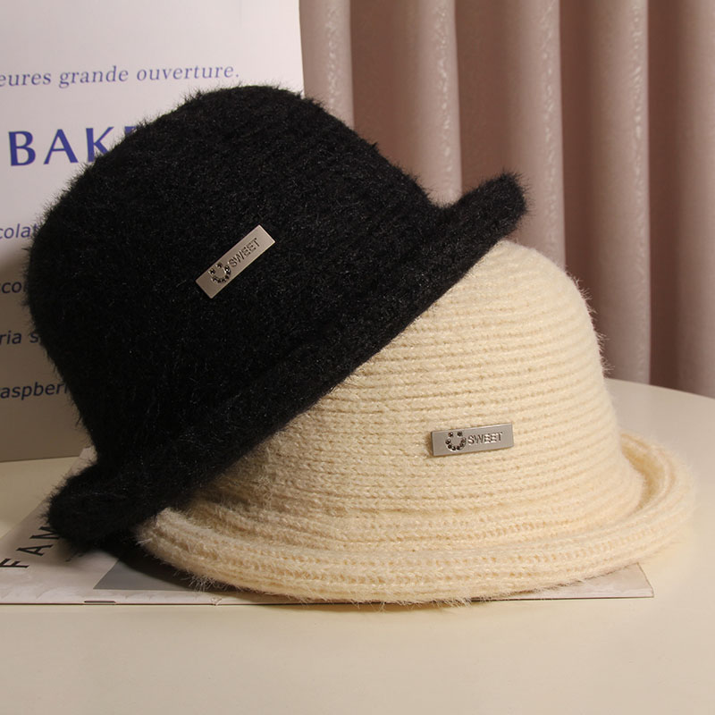礼帽女冬毛绒加厚保暖卷边渔夫帽