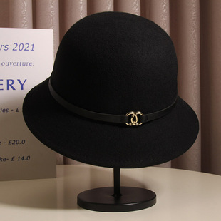 法式复古皮带羊毛呢渔夫帽子女秋冬显脸小赫本风盆帽优雅气质礼帽