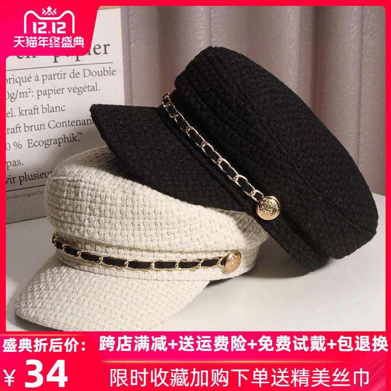 日系英伦平顶海帽子复古时尚八角