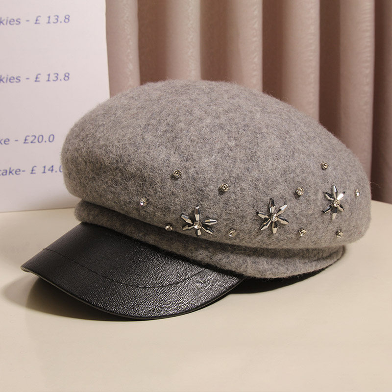 轻奢水钻羊毛呢八角帽女秋冬英伦复古贝雷帽显脸小保暖鸭舌报童帽,服饰配件/皮带/帽子/围巾,帽子,淘宝优惠券,粉丝福利购,淘宝优惠卷