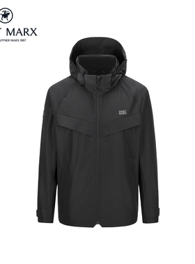 【防水】哈特马克斯2025年秋男士户外防水连帽夹克外套可拆卸帽子