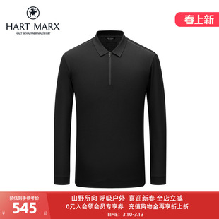 【莱塞尔绵羊毛】哈特马克斯2025年春男士保型领休闲长袖T恤衫男