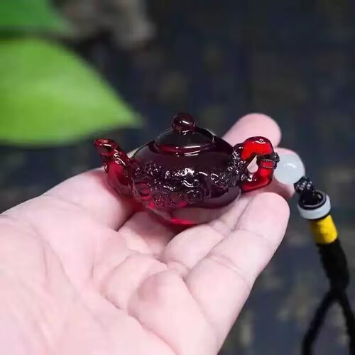 【捡漏价】缅甸正品血泊茶壶茶宠琥珀吊坠高级手把件把把胡