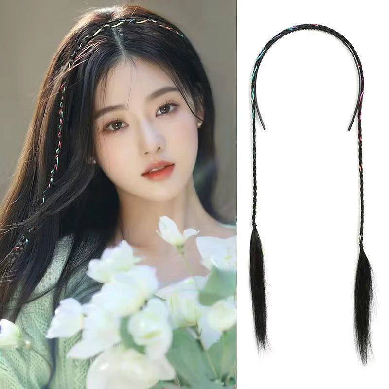 发旅头箍显脸小发箍麻花辫头箍辫子网红彩虹绳脏辫民族风头饰发带