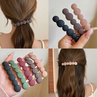 一字弹横发夹一字弹簧夹发饰后脑勺发量少盘发横夹简约气质发夹女