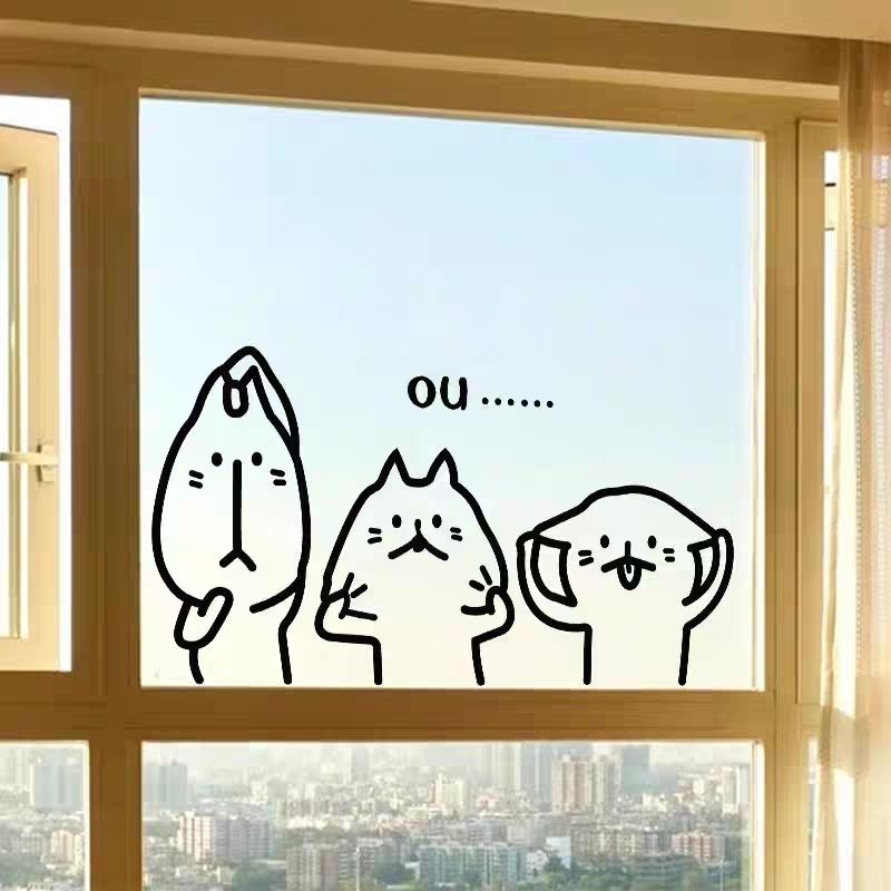 玻璃贴纸高级感小猫咪有