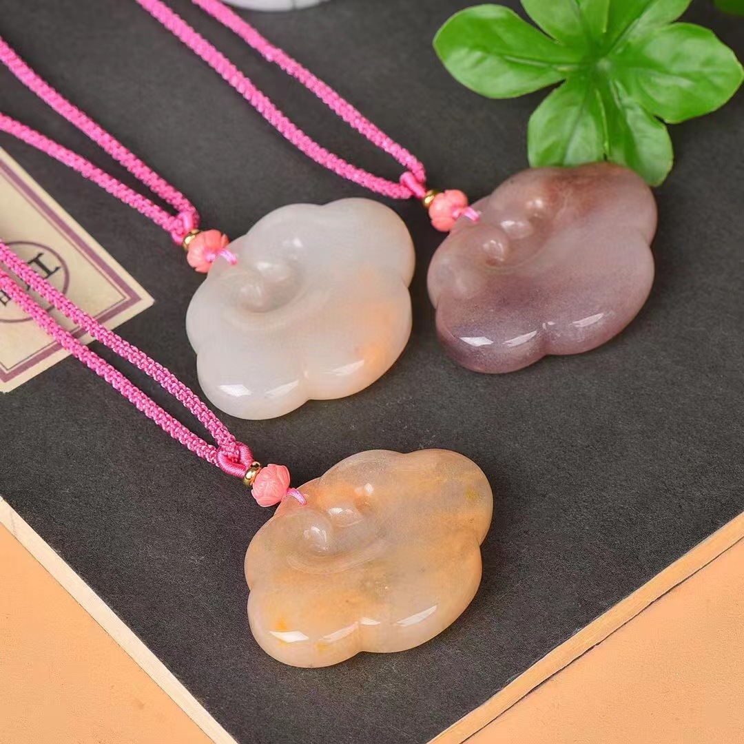 新疆金丝玉紫罗兰平安扣吊坠天然玉石平安牌挂件玉牌项链直播货源