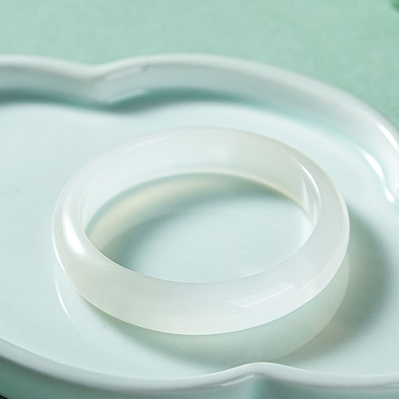 冰种玉髓手镯天然玛瑙白月光高冰送妈妈礼物玉石手镯饰品鐲子厂家
