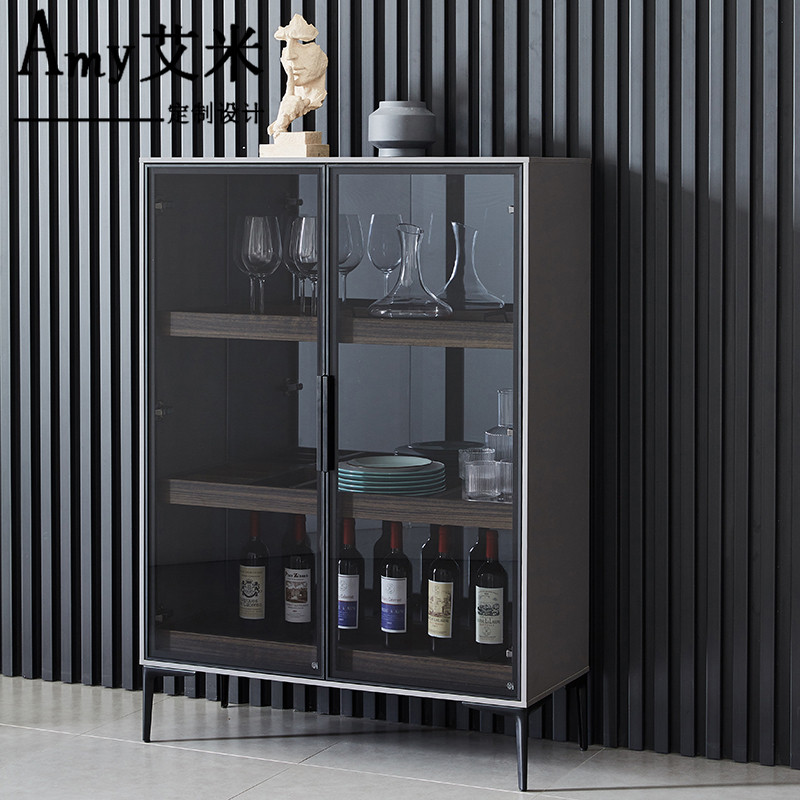 意式极简酒柜玻璃柜红酒展示柜靠墙装饰柜现代轻奢小型餐厅餐边柜