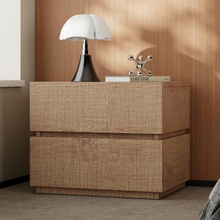 意式 床边柜北欧高端抽屉柜小户型储物柜 极简卧室床头柜原木色风格
