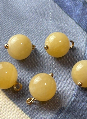 10mm12mm黄色圆珠纽扣旗袍夹珠高脚扣子