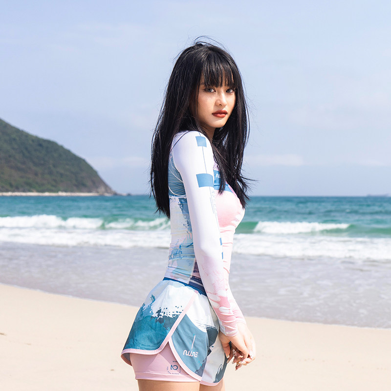 【明星同款】NuJune分体游泳衣女长袖冲浪潜水服情侣夏防晒水母服