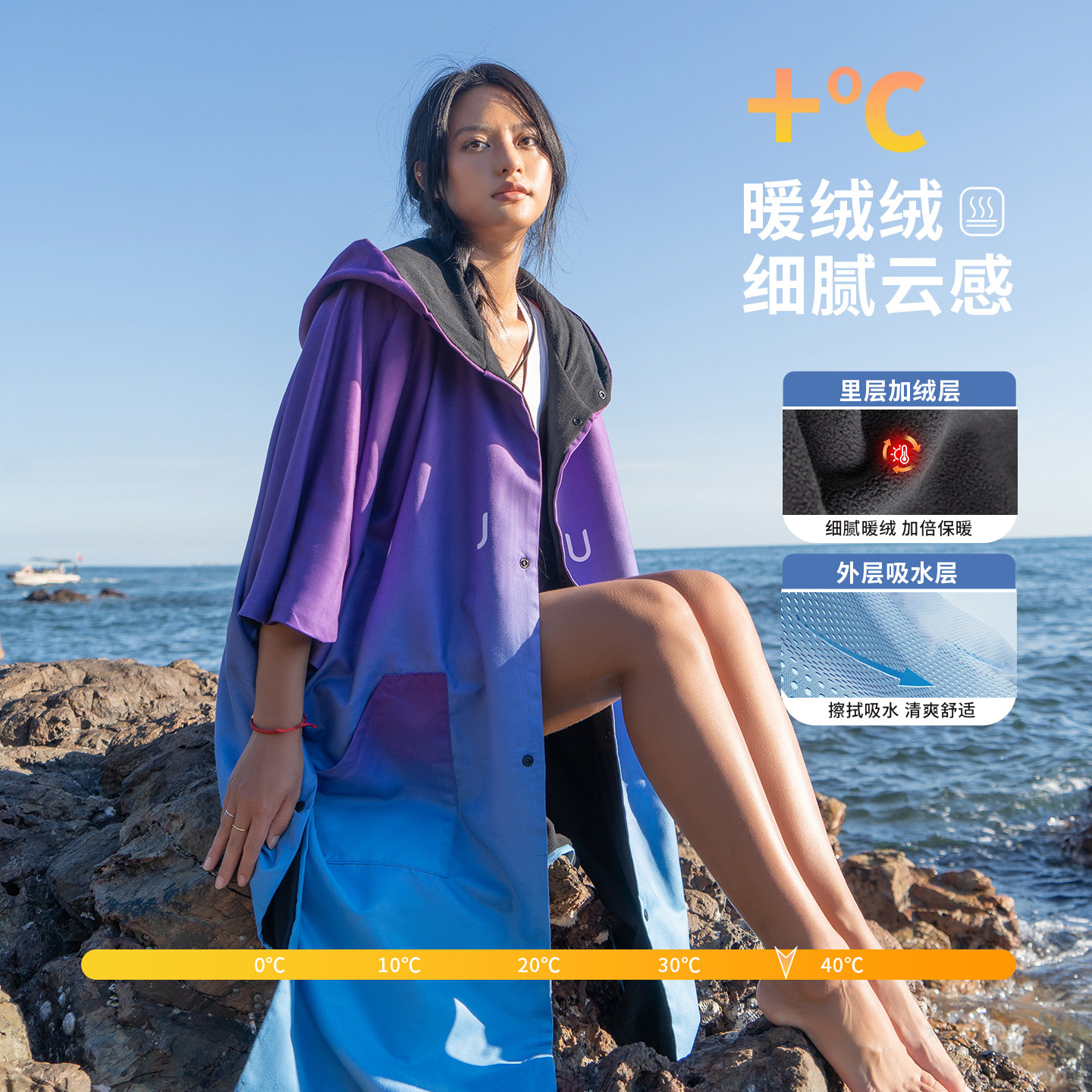 NuJune冬泳保暖毛巾衣斗篷冲浪潜水温泉游泳吸水防风防寒带帽浴袍,运动/瑜伽/健身/球迷用品,浴巾/吸水巾,淘宝优惠券,粉丝福利购,淘宝优惠卷