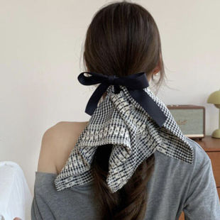 发圈方巾式巨好看~超大号蝴蝶结方形发圈女韩国气质大肠扎马尾格