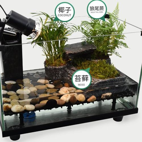 玻璃乌龟缸龟便分离生态带晒台别墅大型鱼龟共养乌龟专用缸小鱼缸