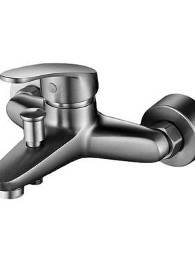 铜枪灰色淋浴水龙头冷热混水阀洗澡开关浴缸混合龙头三联花洒套装