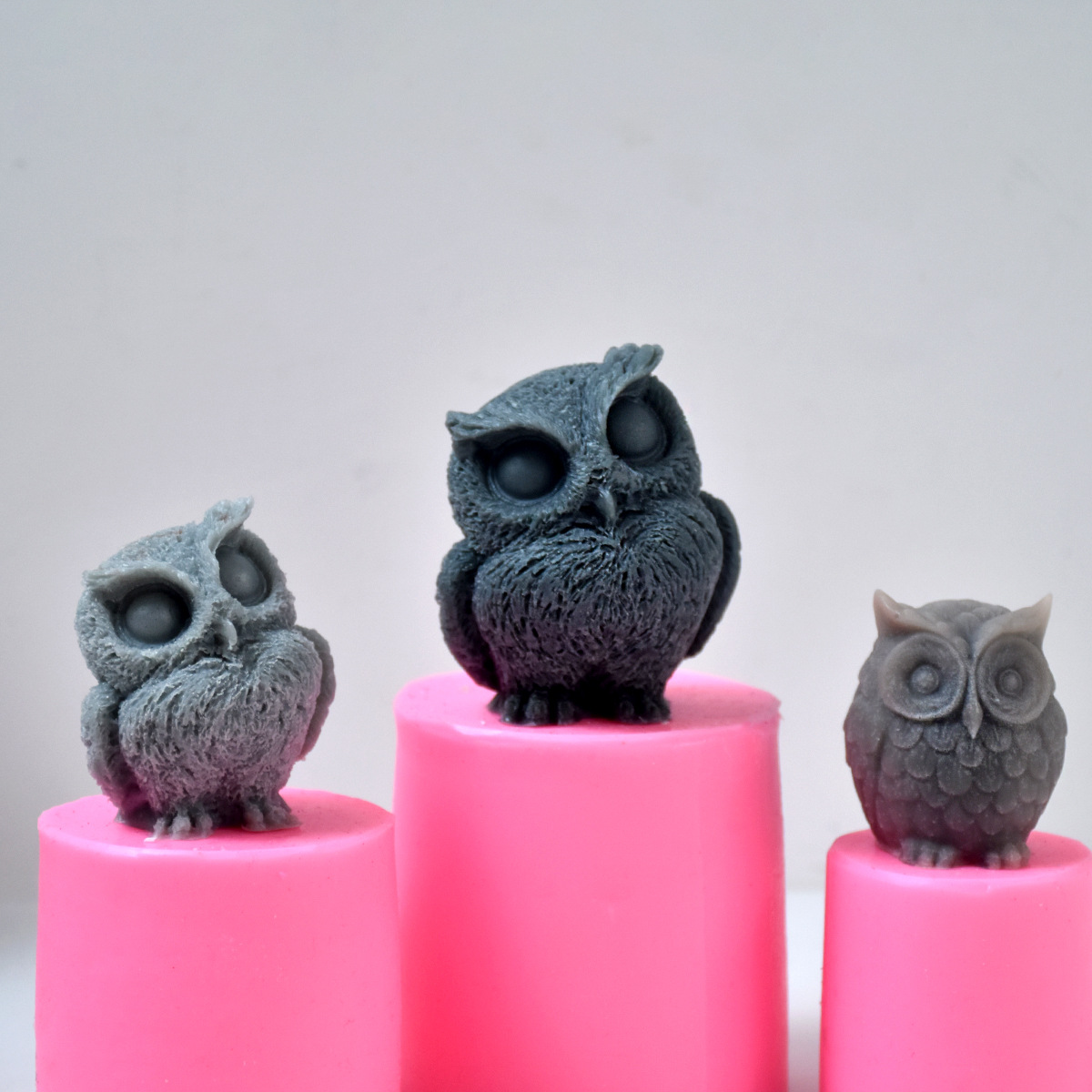 DIY立体猫头鹰 硅胶蜡烛模具手工皂香薰扩香石翻糖巧克力模具现货