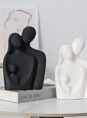 简尔美双人手作拥抱雕塑陶瓷爱情主题艺术摆件客厅玄关轻奢礼物