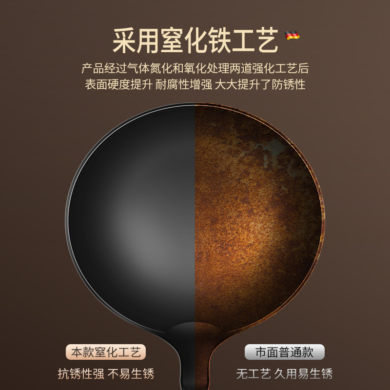 木柄极铁厨具锅铲汤勺家用炒菜铲子漏勺长柄铁铲炒勺炒铲烹饪铲勺