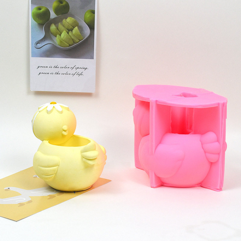筹凯 立体鸭子花盆硅胶模具DIY制作笔筒花盆模具石膏桌面摆件现货,文具电教/文化用品/商务用品,笔筒,淘宝优惠券,粉丝福利购,淘宝优惠卷