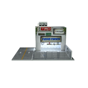 壹号站台|汇艺1:64 复古汽车修理店灯光版场景 仿真模型