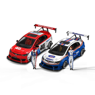 壹号站台|TM1:64 思域爆改达特桑 乐富门仿真合金汽车模型