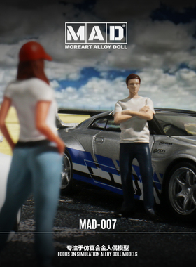 壹号站台|MAD1:64 深灰色 白T恤 插兜男人偶 仿真合金人偶模型