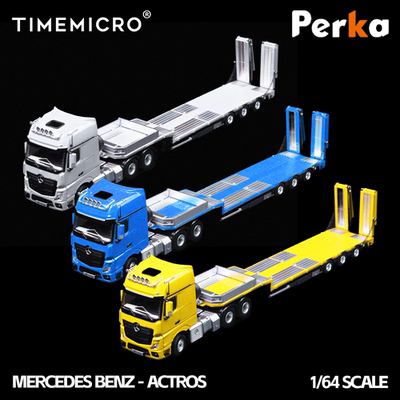 壹号站台|TM1:64 奔驰拖板运输车 仿真合金汽车模型收藏摆件