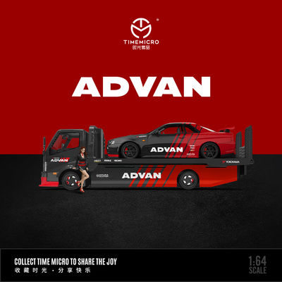 壹号站台|TM1:64 尼桑 GTR34 拖板车 Advan 仿真合金汽车模型