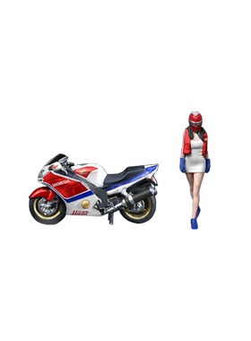 壹号站台|汇艺1:64本田CBR1100XX红白拉花摩托人偶套装模型